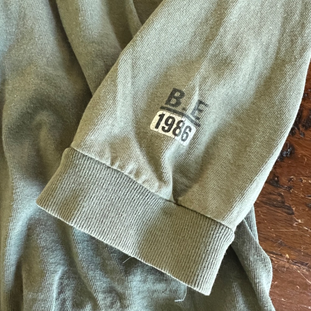 Vintage 90s BUM EQUIPMENT Khaki Green Long Sleeve Graphic Logo T-Shirt XL - Picture 4 of 8